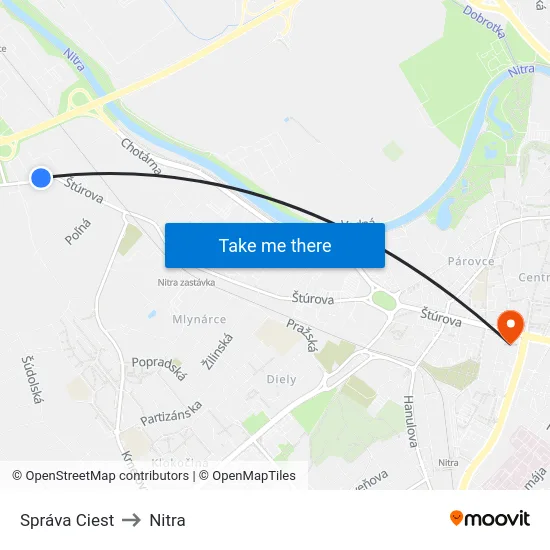 Správa Ciest to Nitra map