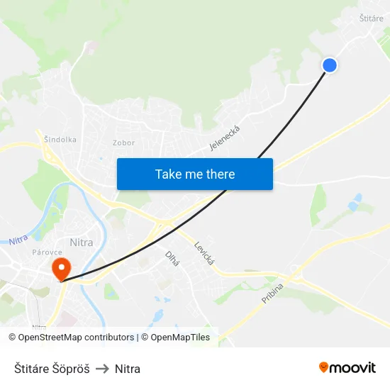 Štitáre Šöpröš to Nitra map