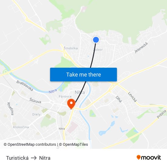 Turistická to Nitra map