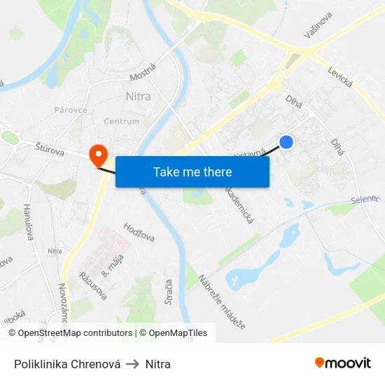 Poliklinika Chrenová to Nitra map