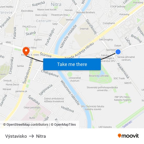 Výstavisko to Nitra map