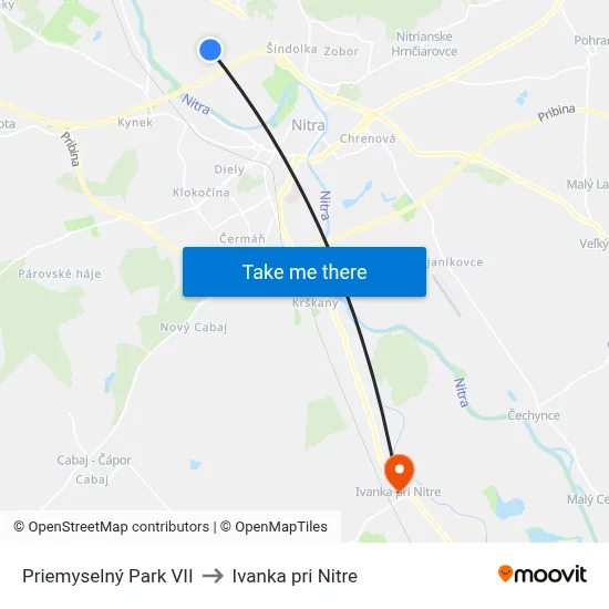 Priemyselný Park VII to Ivanka pri Nitre map