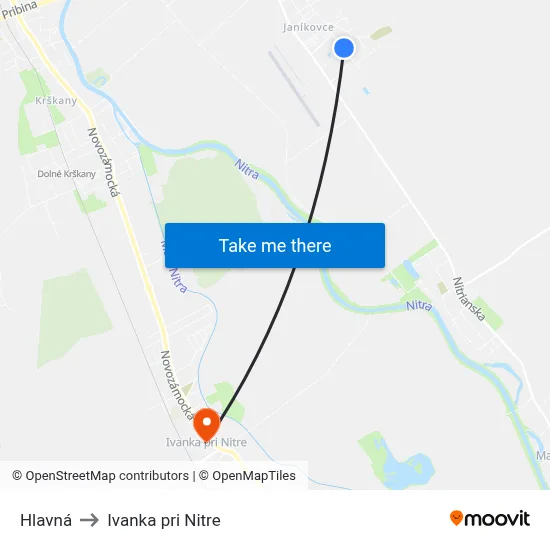 Hlavná to Ivanka pri Nitre map