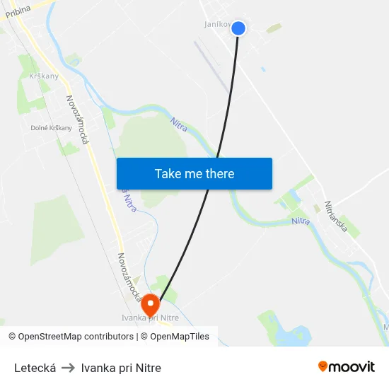 Letecká to Ivanka pri Nitre map