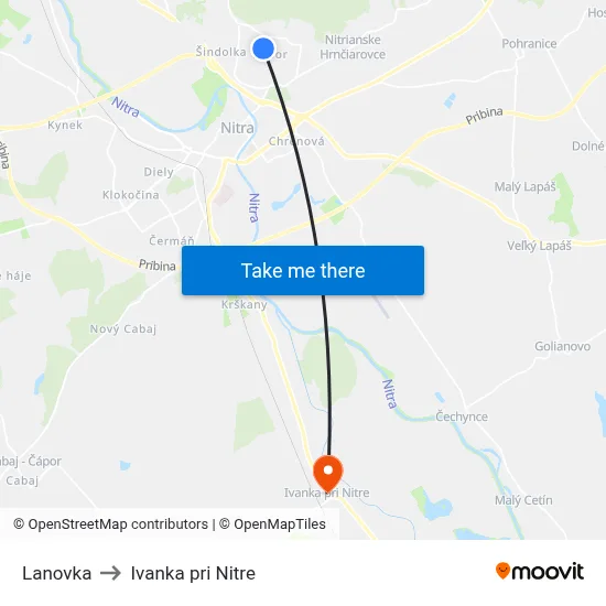 Lanovka to Ivanka pri Nitre map