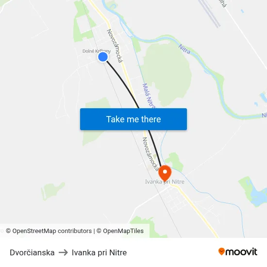 Dvorčianska to Ivanka pri Nitre map