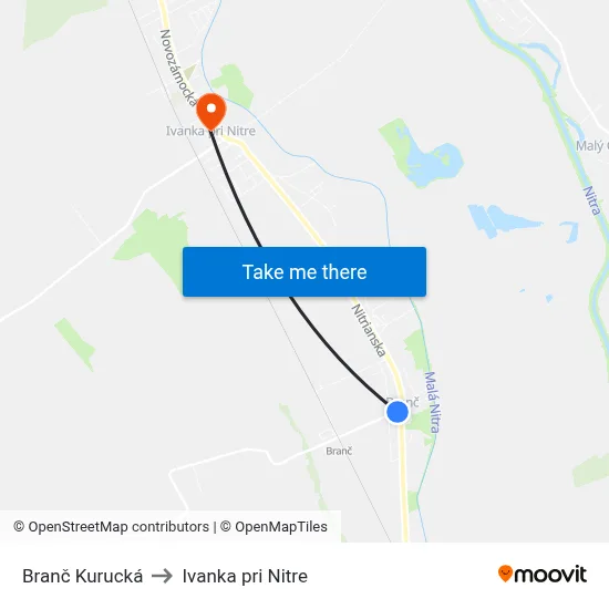 Branč Kurucká to Ivanka pri Nitre map