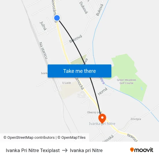 Ivanka Pri Nitre Texiplast to Ivanka pri Nitre map