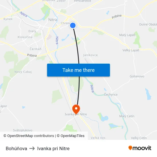 Bohúňova to Ivanka pri Nitre map