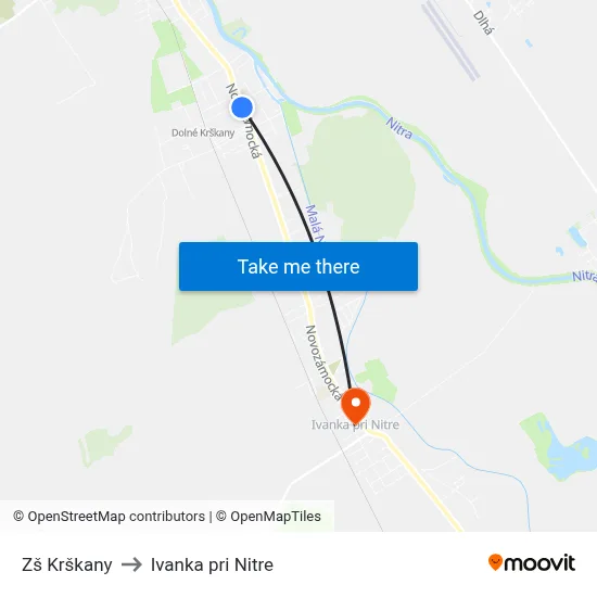 Zš Krškany to Ivanka pri Nitre map