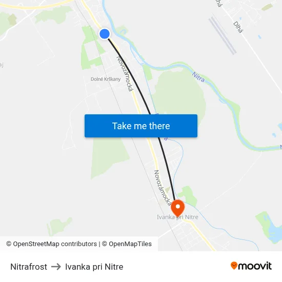 Nitrafrost to Ivanka pri Nitre map