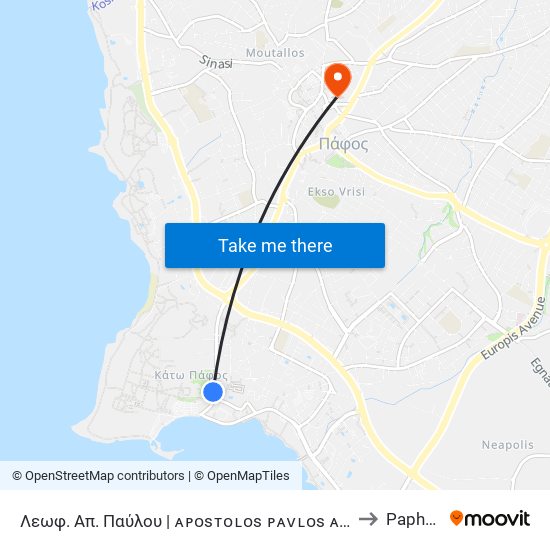 Λεωφ. Απ. Παύλου | ᴀᴘᴏsᴛᴏʟᴏs ᴘᴀᴠʟᴏs ᴀᴠᴇ. to Paphos map