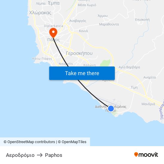 Αεροδρόμιο to Paphos map