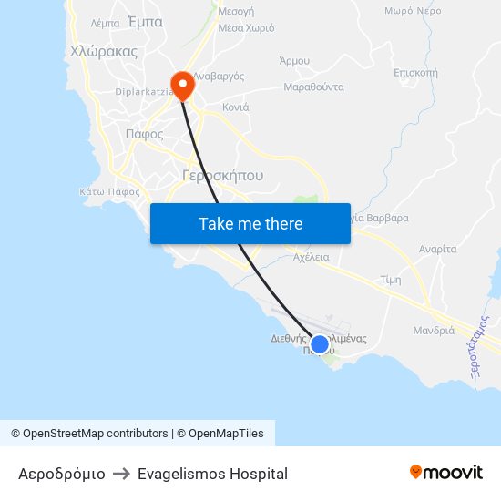 Αεροδρόμιο to Evagelismos Hospital map