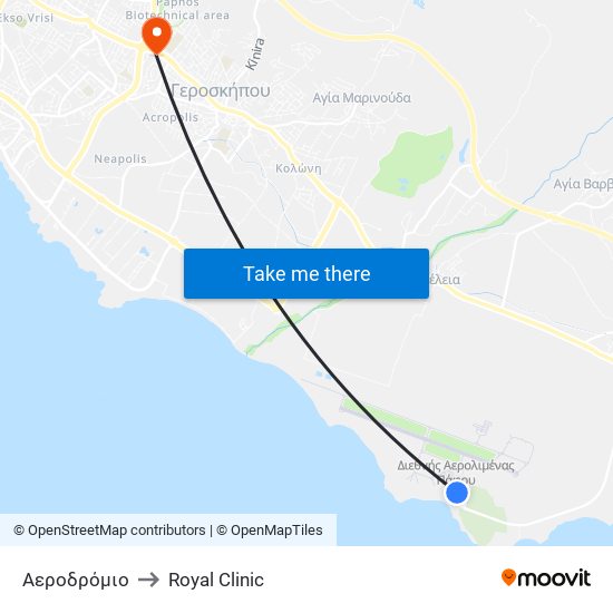 Αεροδρόμιο to Royal Clinic map