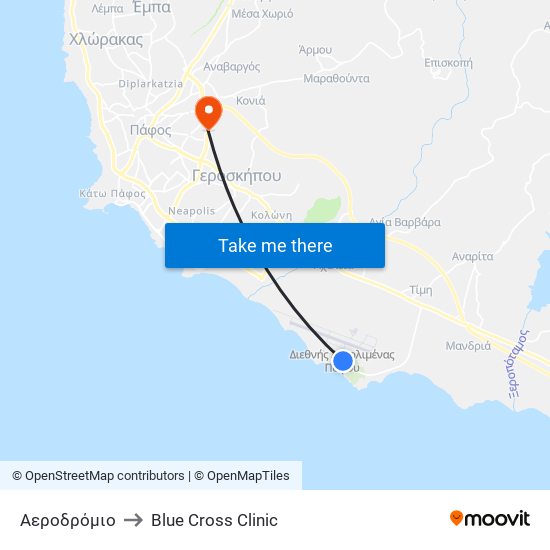 Αεροδρόμιο to Blue Cross Clinic map