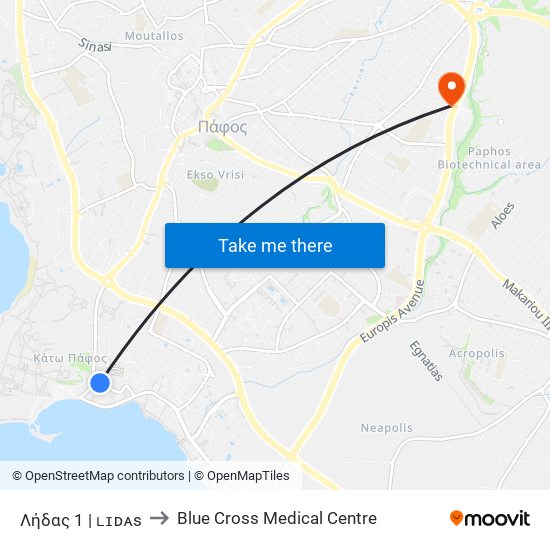 Λήδας 1 | ʟɪᴅᴀs to Blue Cross Medical Centre map