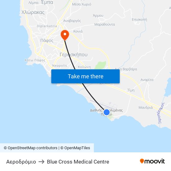 Αεροδρόμιο to Blue Cross Medical Centre map