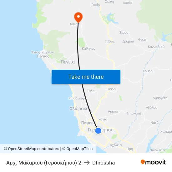 Αρχ. Μακαρίου (Γεροσκήπου) 2 to Dhrousha map