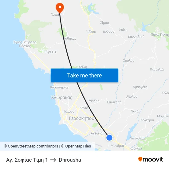 Αγ. Σοφίας Τίμη 1 to Dhrousha map