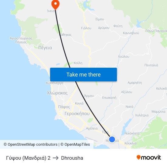 Γύψου (Μανδριά) 2 to Dhrousha map