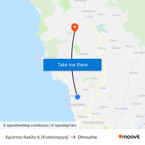 Χρίστου Κκέλη 6 (Κισσόνεργα) to Dhrousha map