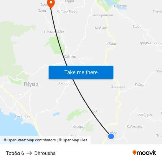 Τσάδα 6 to Dhrousha map