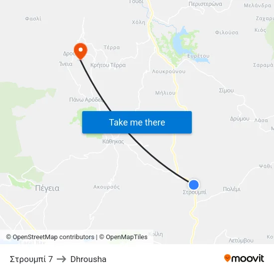 Στρουμπί 7 to Dhrousha map