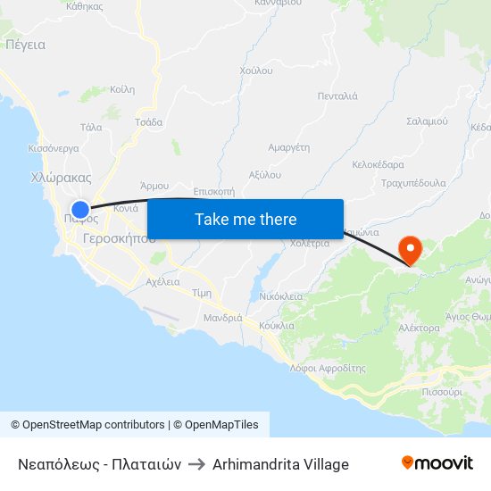 Νεαπόλεως - Πλαταιών to Arhimandrita Village map