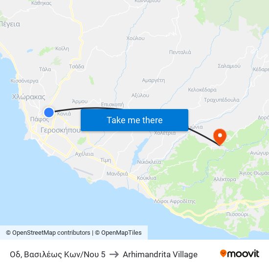 Οδ, Βασιλέως Κων/Νου 5 to Arhimandrita Village map