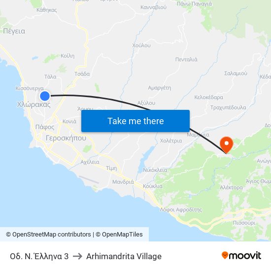 Οδ. Ν. Έλληνα 3 to Arhimandrita Village map