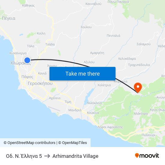 Οδ. Ν. Έλληνα 5 to Arhimandrita Village map