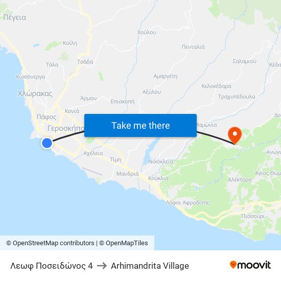 Λεωφ Ποσειδώνος 4 to Arhimandrita Village map