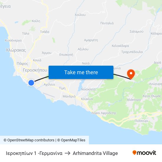 Ιεροκηπίων 1 -Γερμανίνα to Arhimandrita Village map