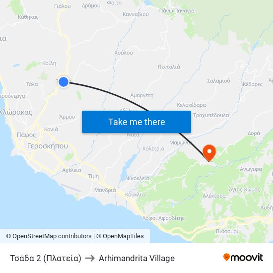 Τσάδα 2 (Πλατεία) to Arhimandrita Village map