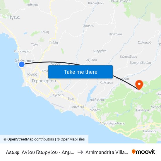 Λεωφ. Αγίου Γεωργίου - Δημμα to Arhimandrita Village map
