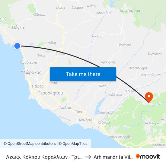 Λεωφ. Κόλπου Κοραλλίων - Τρικώμου to Arhimandrita Village map