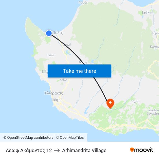 Λεωφ Ακάμαντος 12 to Arhimandrita Village map
