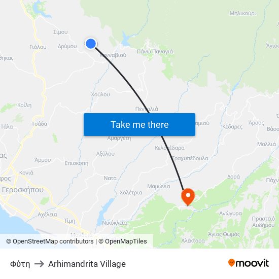 Φύτη to Arhimandrita Village map