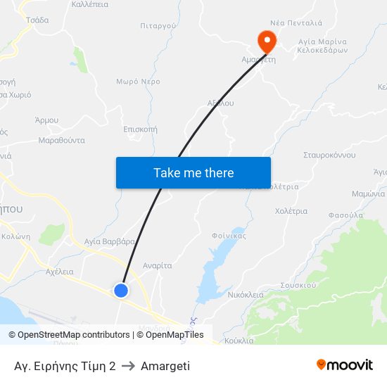 Αγ. Ειρήνης Τίμη 2 to Amargeti map