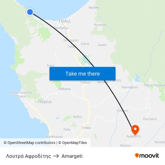 Λουτρά Αφροδίτης to Amargeti map