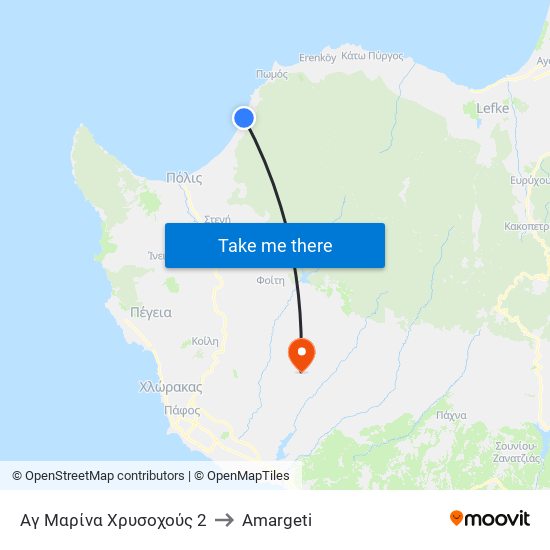 Αγ Μαρίνα Χρυσοχούς 2 to Amargeti map