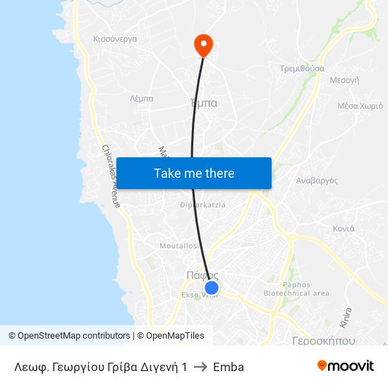 Λεωφ. Γεωργίου Γρίβα Διγενή 1 to Emba map