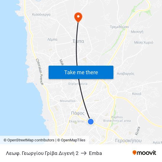 Λεωφ. Γεωργίου Γρίβα Διγενή 2 to Emba map