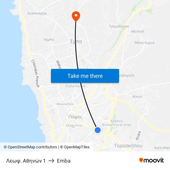 Λεωφ. Αθηνών 1 to Emba map