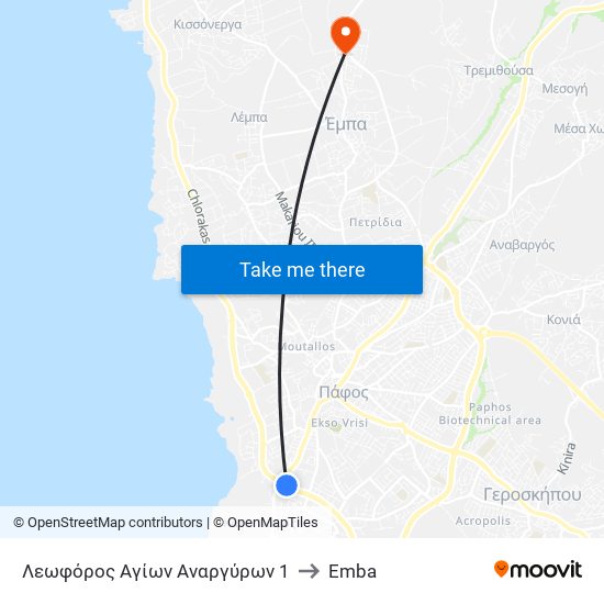 Λεωφόρος Αγίων Αναργύρων 1 to Emba map