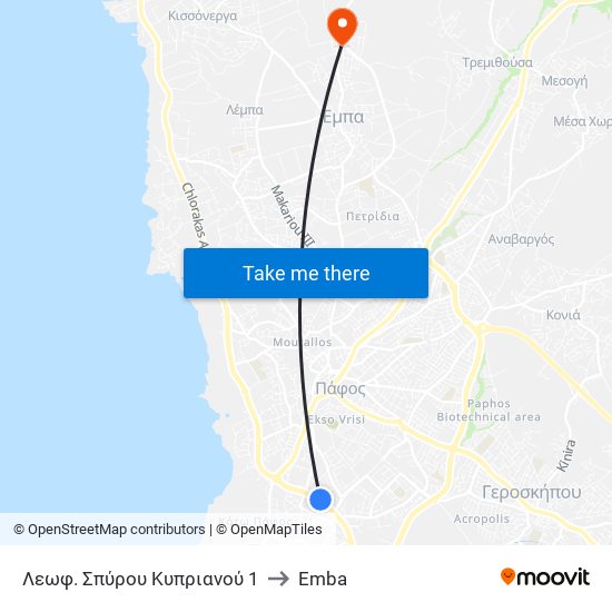 Λεωφ. Σπύρου Κυπριανού 1 to Emba map