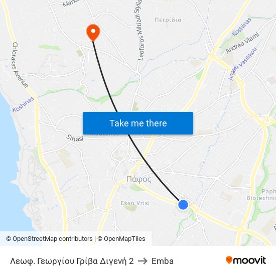 Λεωφ. Γεωργίου Γρίβα Διγενή 2 to Emba map