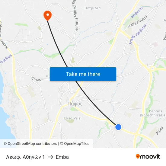 Λεωφ. Αθηνών 1 to Emba map