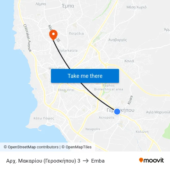 Αρχ. Μακαρίου (Γεροσκήπου) 3 to Emba map